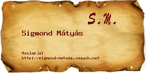Sigmond Mátyás névjegykártya