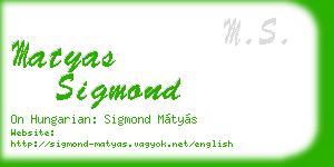 matyas sigmond business card