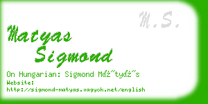 matyas sigmond business card